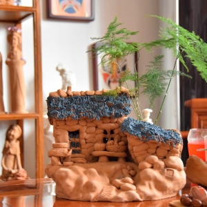 泥塑作品:泥塑房屋系列