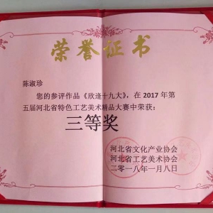 河北省特色工艺美术三等奖