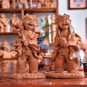 泥塑作品:和合二仙