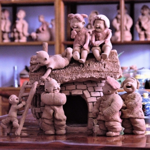 泥塑作品:村娃